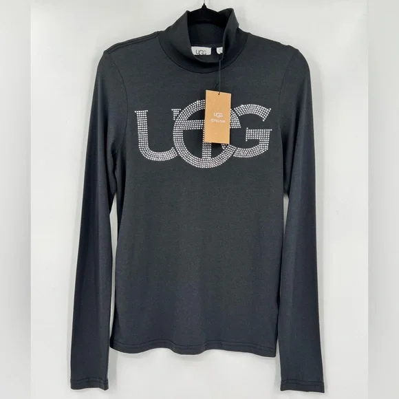 π NWT UGG x Telfar Logo Crystal Mockneck Top Turtleneck Rhinestone Black Small - Picture 2 of 11